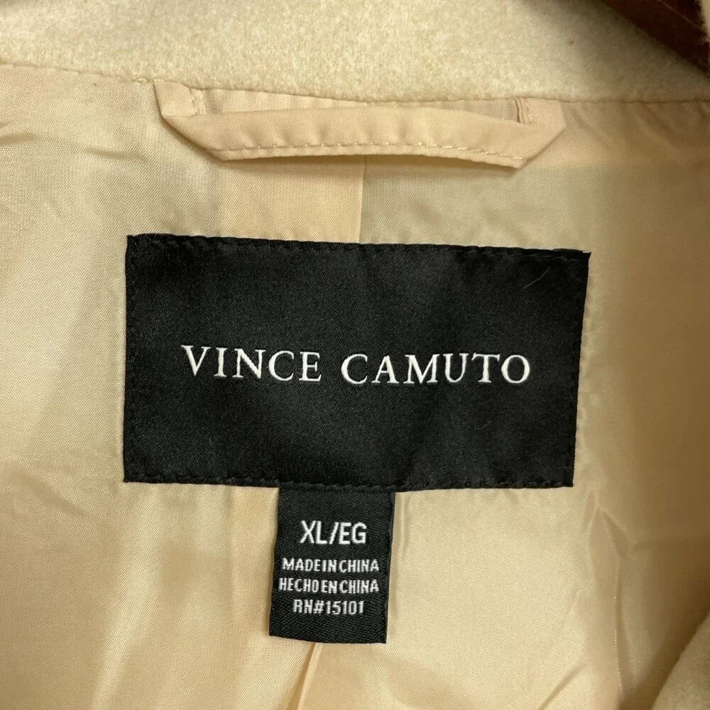 Vince Camuto Womens XL Beige Polyester Coat With Funnel Neck  JCK0184